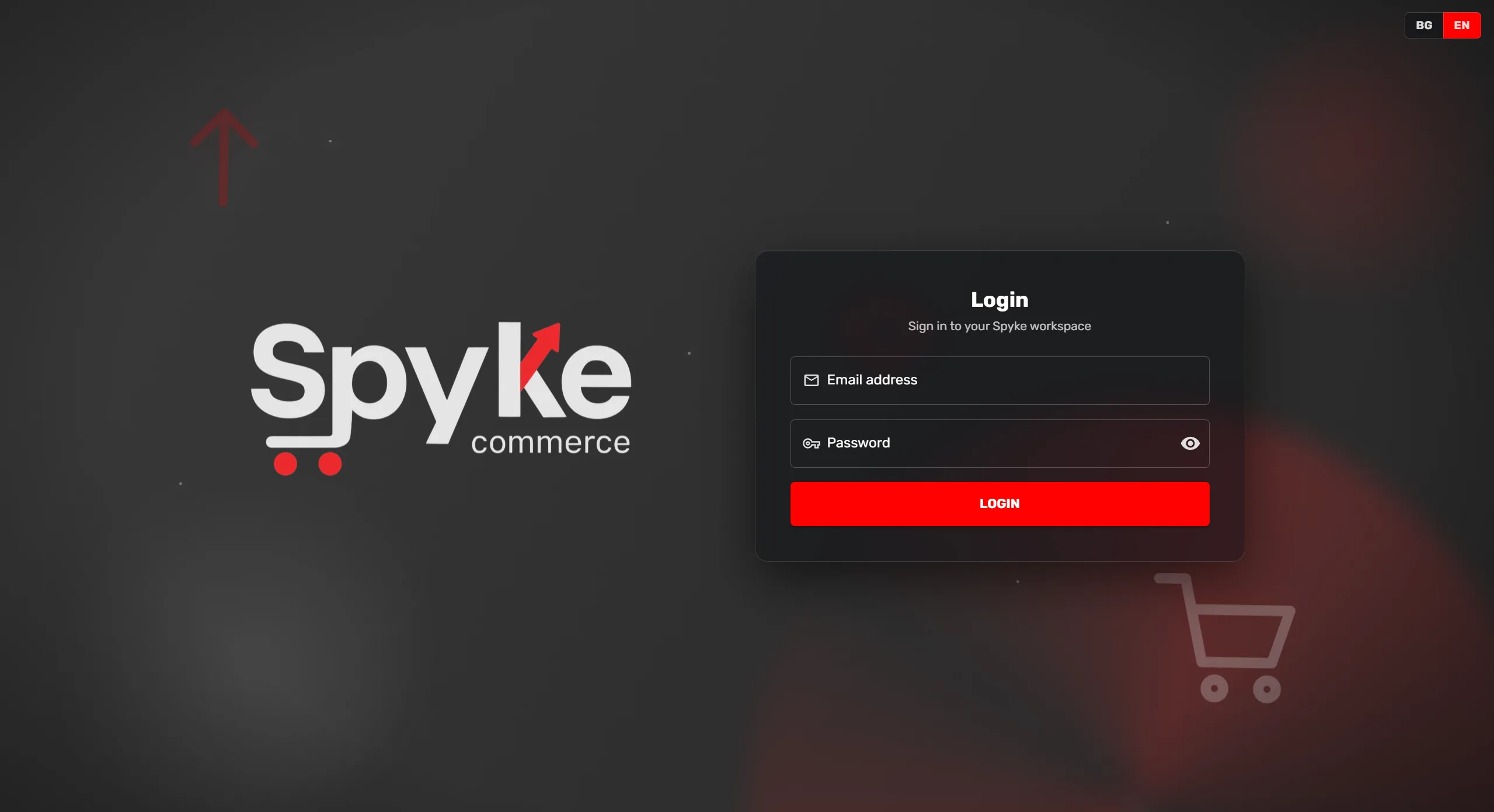 Екран за вход в Spyke Commerce